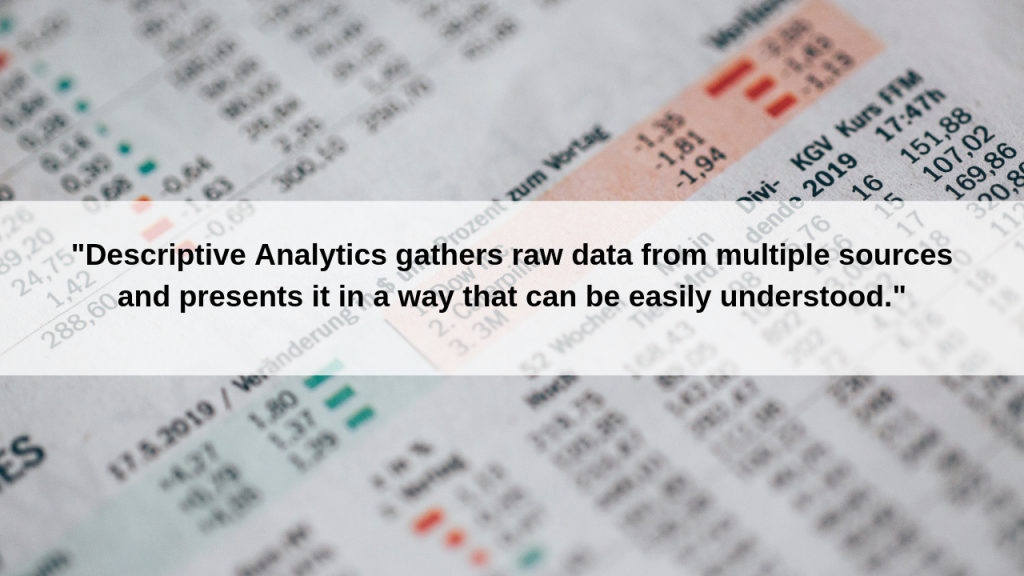 Descriptive Analytics gathers raw data from multiple sources and presents it in a way that can be easily understood 1024x576 - What Am I Doing Wrong? 4 Ways Data Analytics Can Help You Find Out