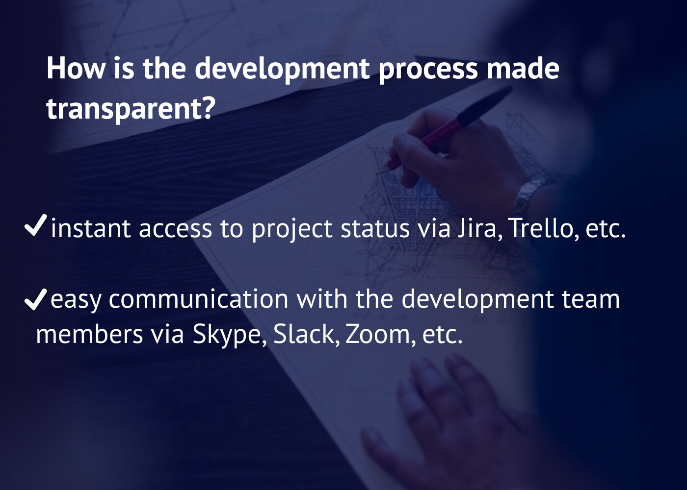 How do outsourcing vendors make the development process transparent: transparent development process