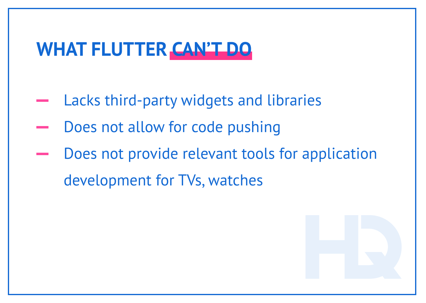 What Flutter can't do, the drawbacks.