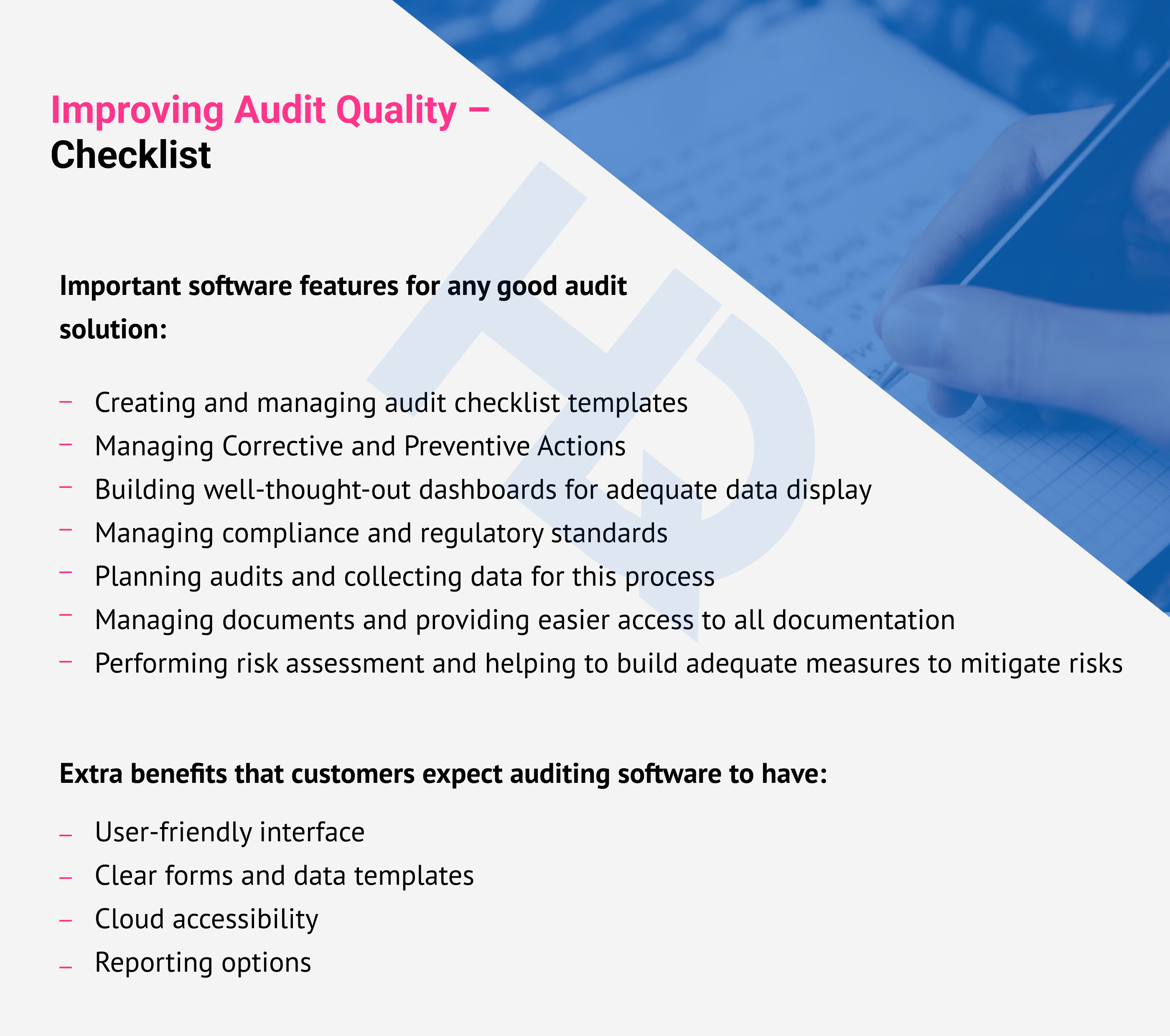 Audit management software checklist