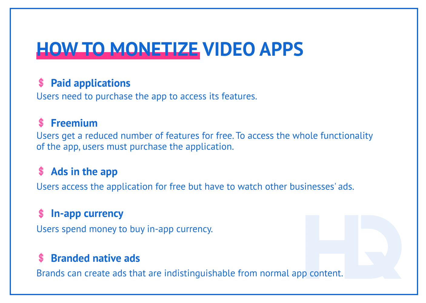 How to monetize video applications.