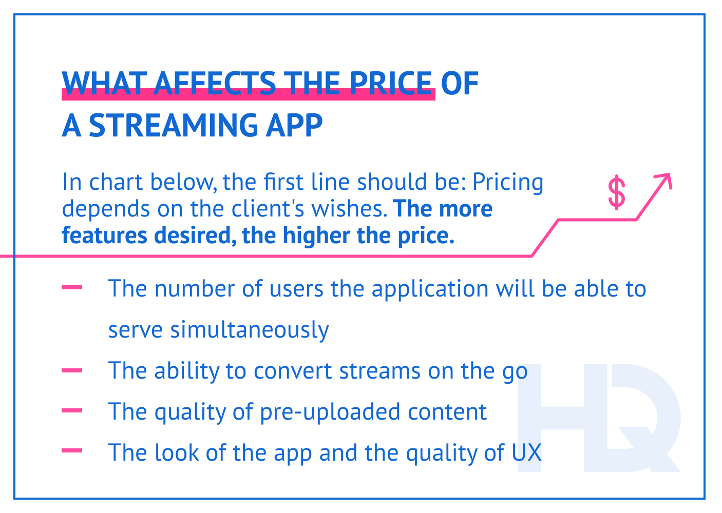 What parameters affect the price of a streaming app.