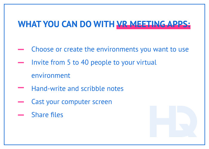 VR meeting apps features