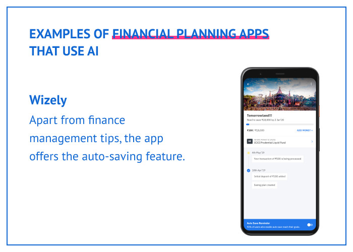 Wizely relies on AI to provide budgeting tips and has an auto-saving feature