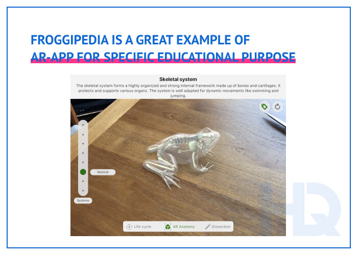 Froggipedia allows for studying anatomy and the life cycle of frogs through AR