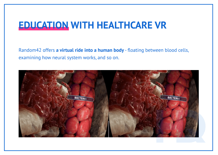 Education in healthcare VR