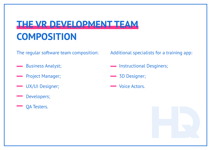 VR development team composition