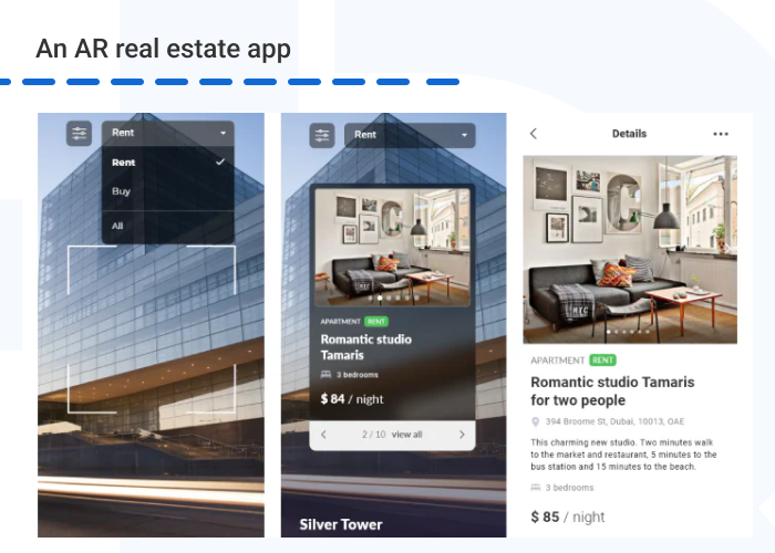 An AR real estate app - Different Types of Augmented Reality (AR) with Examples